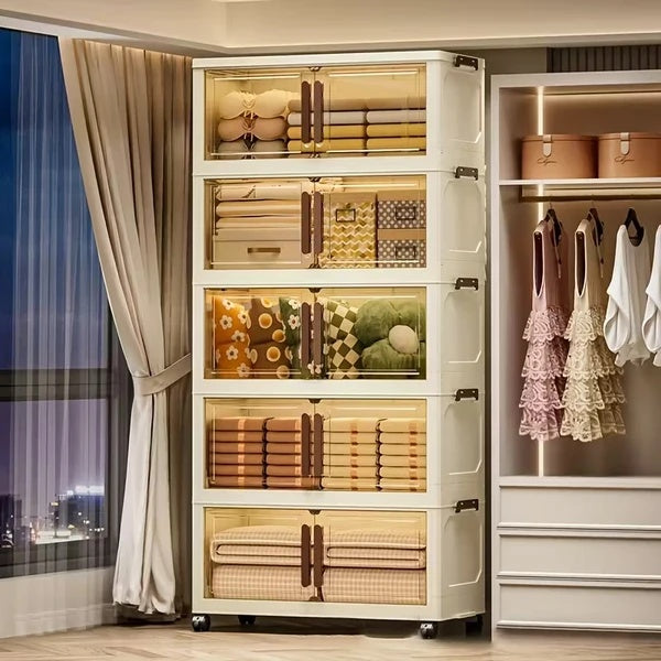 Foldable Storage Cabinet — 3 Niveles, Plegable y Moderno (2 Colores),hogar