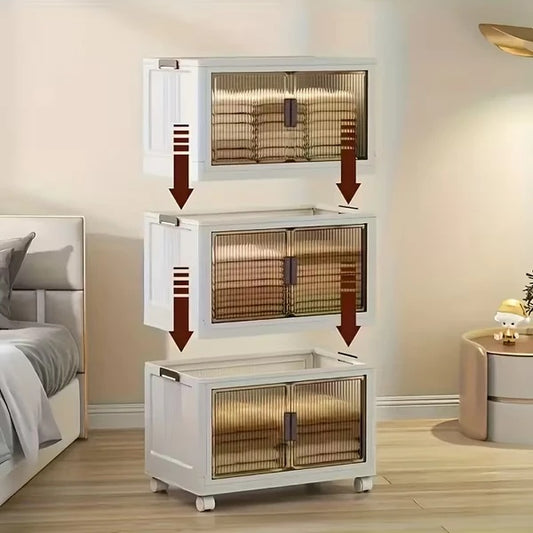 Foldable Storage Cabinet — 3 Niveles, Plegable y Moderno (2 Colores),hogar