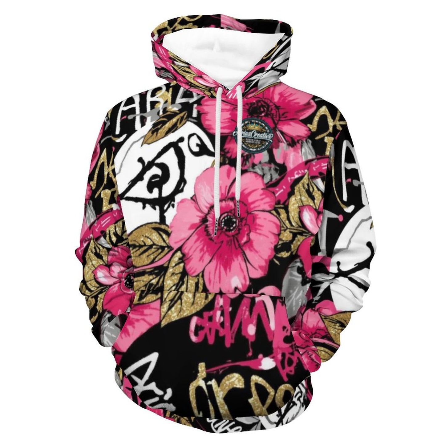 Sudadera con Estampado de rosas y flores con el logotipo de AriasCreative en el frente.