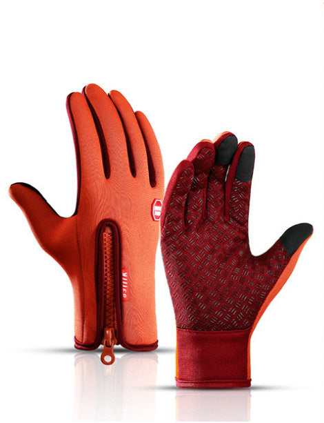 Guantes de invierno Pantalla táctil Motocicleta Deslizamiento Guantes deportivos impermeables con vellón