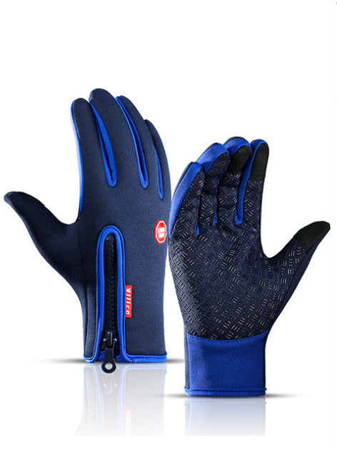 Guantes de invierno Pantalla táctil Motocicleta Deslizamiento Guantes deportivos impermeables con vellón