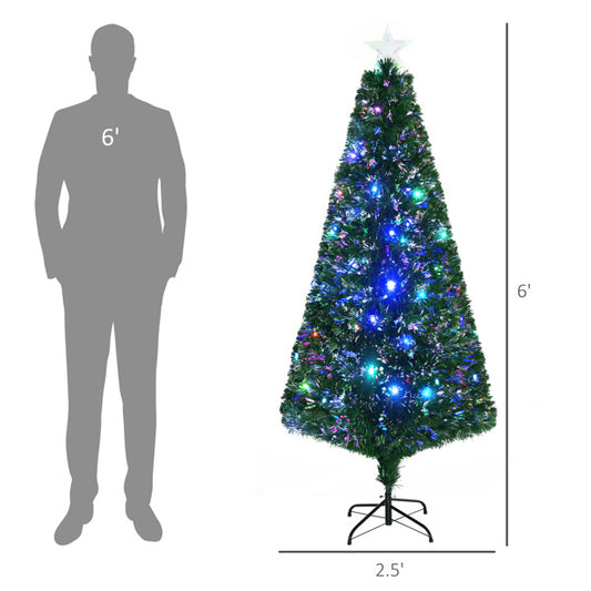 Árbol de Navidad 6ft con Luces LED y Fibra Óptica | Decoración Festiva AriasCreative