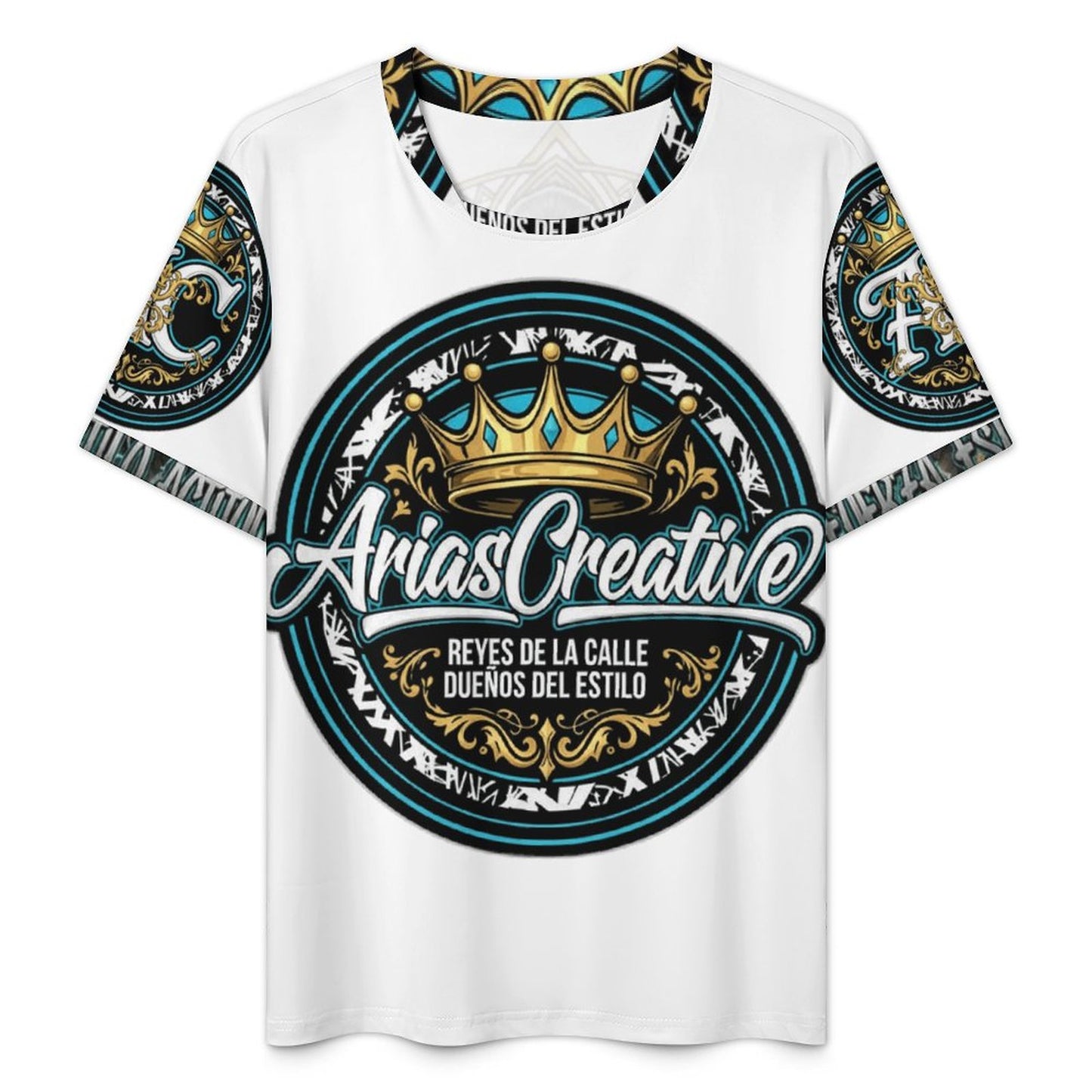 CAMISETA DE FÚTBOL PARA HOMBRE DE SEDA HELADA CON CUELLO REDONDO “ARIASCREATIVE – REYES DE LA CALLE” (IMPRESIÓN COMPLETA CON 4 ANIMALES DE PODER)