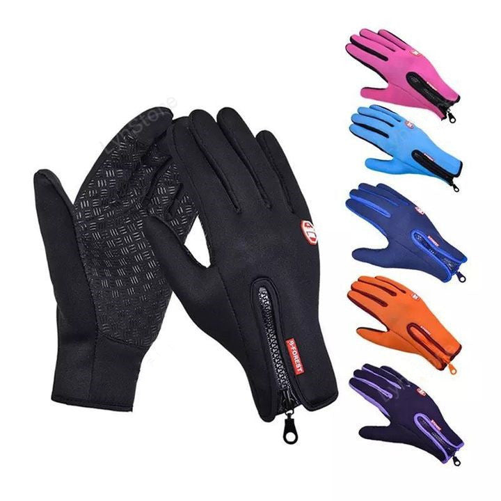 Guantes de invierno Pantalla táctil Motocicleta Deslizamiento Guantes deportivos impermeables con vellón