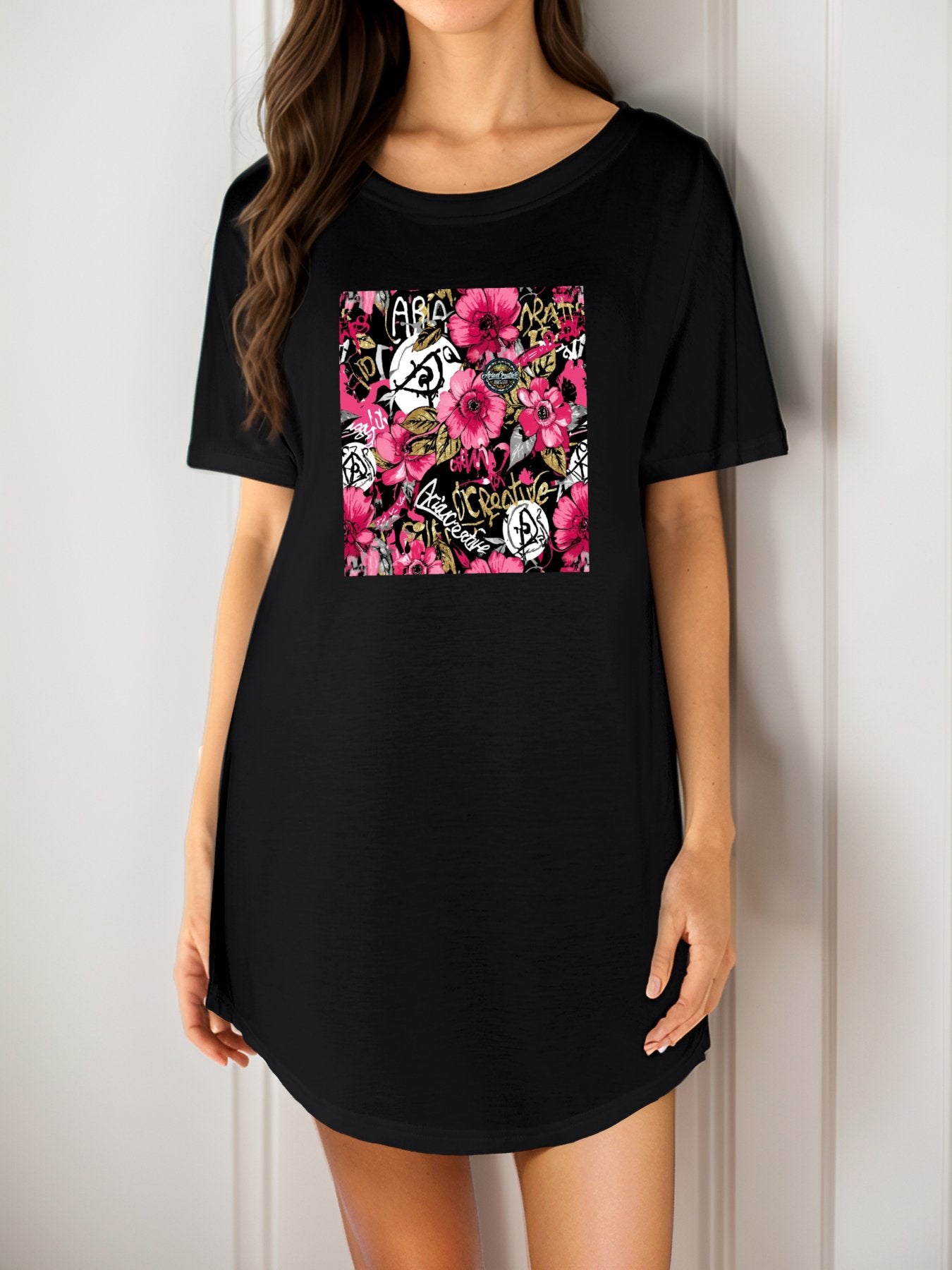 DTF Casual Summer T-Shirt Dress for Women(Front Printing)
