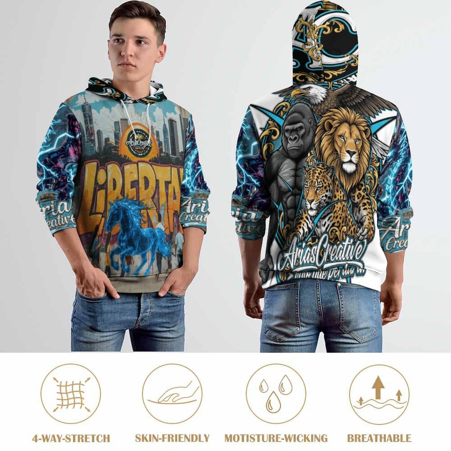 🧥 Sudadera Premium “Caballo de Energía – LIBERTAD” – Edición Limitada AriasCreative