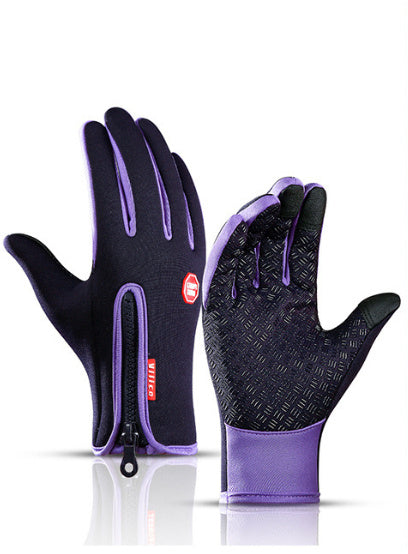 Guantes de invierno Pantalla táctil Motocicleta Deslizamiento Guantes deportivos impermeables con vellón