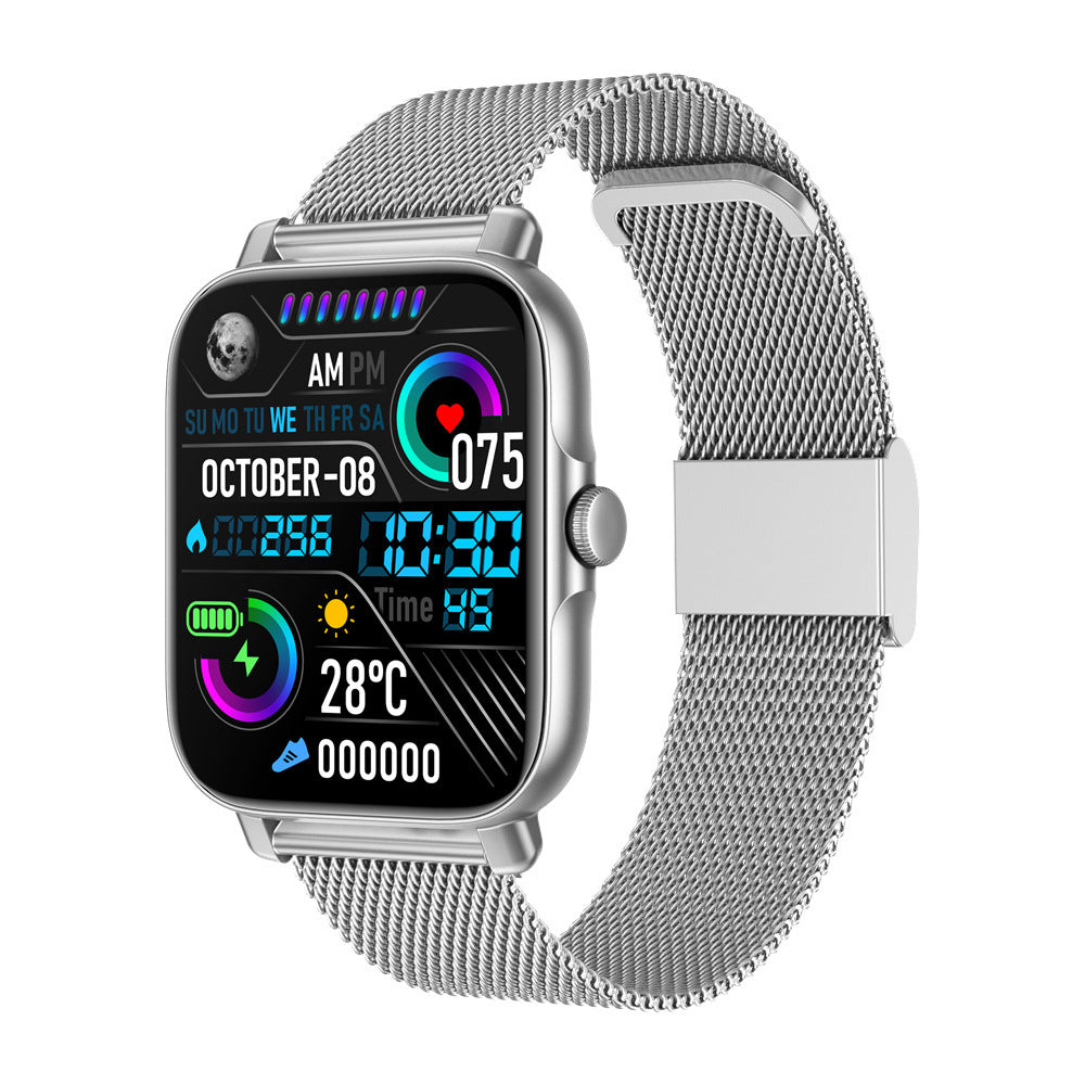 Reloj inteligente deportivo AriasCreative con carga magnética y diseño de acero negro – Llamadas Bluetooth y Diseño en Acero