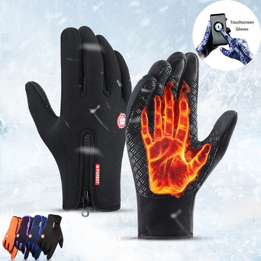 Guantes de invierno Pantalla táctil Motocicleta Deslizamiento Guantes deportivos impermeables con vellón