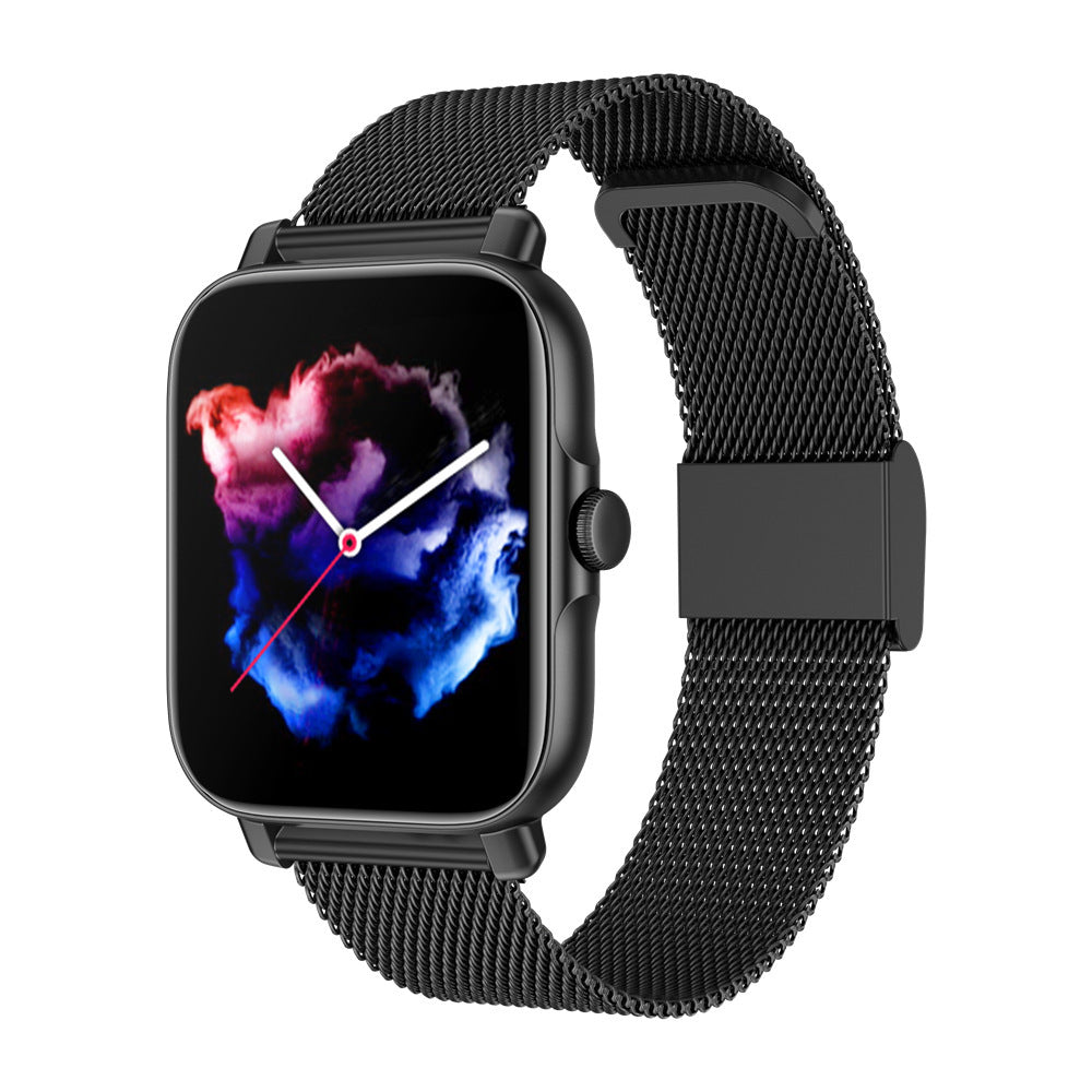 Reloj inteligente deportivo AriasCreative con carga magnética y diseño de acero negro – Llamadas Bluetooth y Diseño en Acero