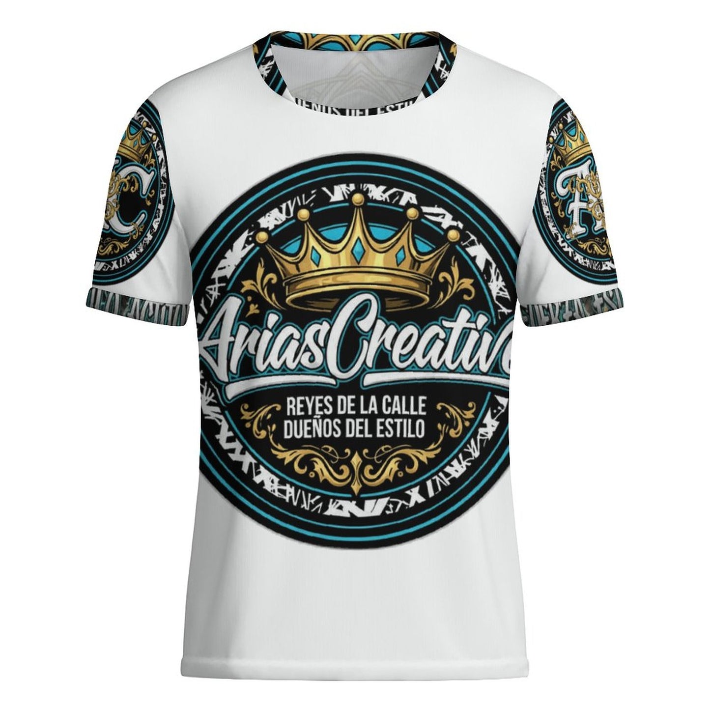 CAMISETA DE FÚTBOL PARA HOMBRE DE SEDA HELADA CON CUELLO REDONDO “ARIASCREATIVE – REYES DE LA CALLE” (IMPRESIÓN COMPLETA CON 4 ANIMALES DE PODER)