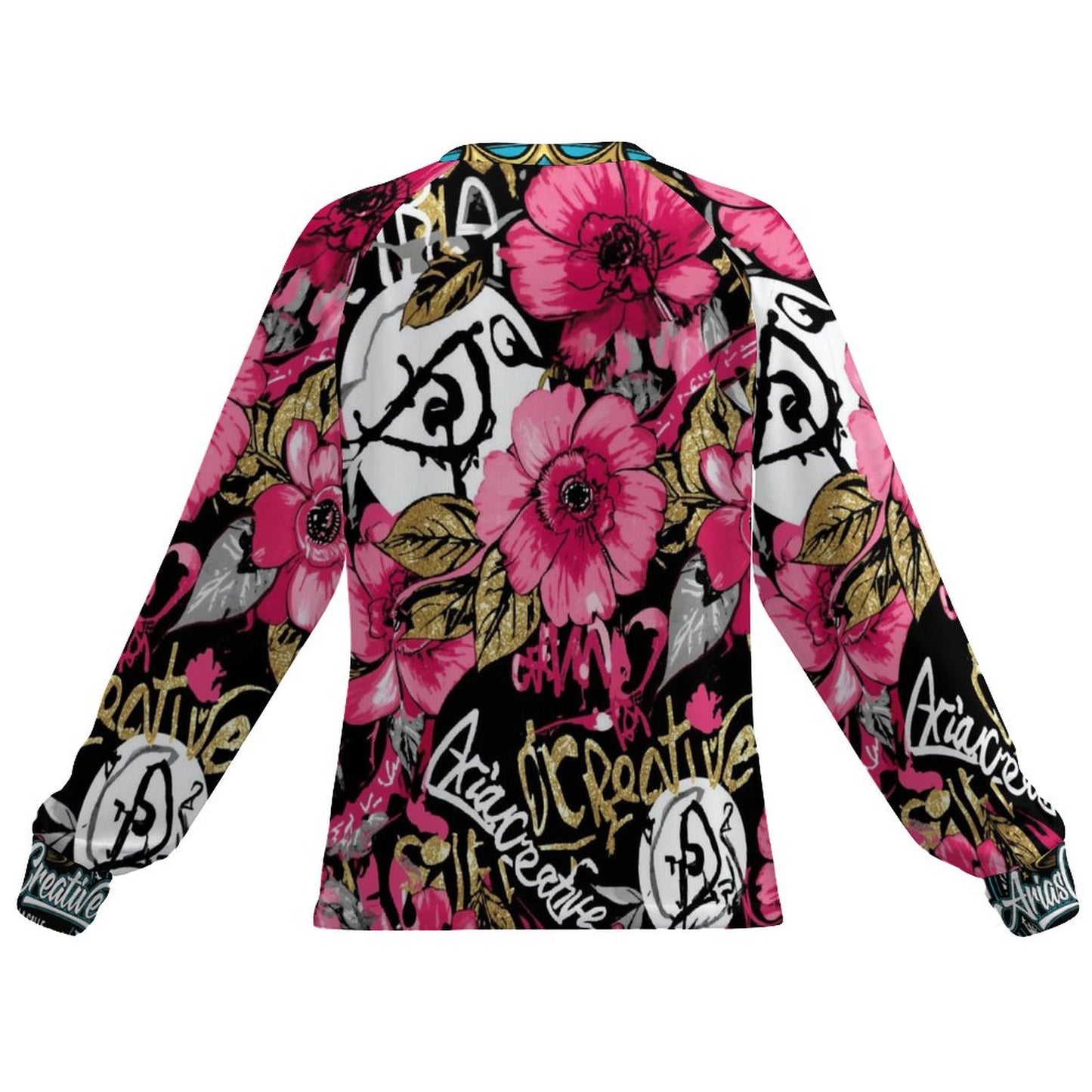 Camiseta de Manga Larga Rápido Secado para Mujer “AriasCreative Flores” (Estampado Completo – 180gsm)