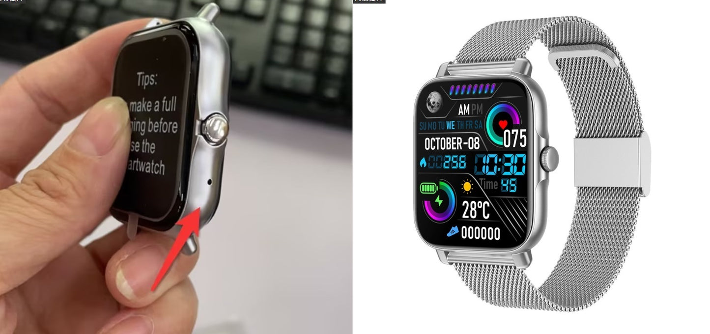 Reloj inteligente deportivo AriasCreative con carga magnética y diseño de acero negro – Llamadas Bluetooth y Diseño en Acero