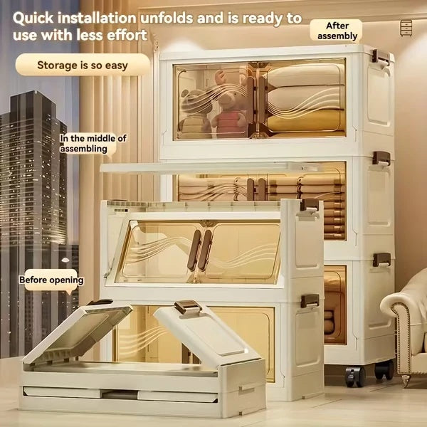 Foldable Storage Cabinet — 3 Niveles, Plegable y Moderno (2 Colores),hogar