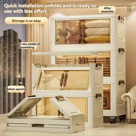 Foldable Storage Cabinet — 3 Niveles, Plegable y Moderno (2 Colores),hogar