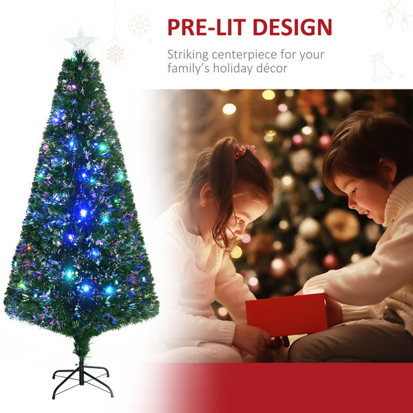 Árbol de Navidad 6ft con Luces LED y Fibra Óptica | Decoración Festiva AriasCreative