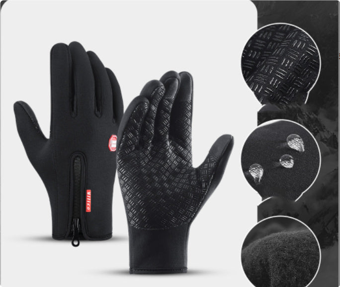 Guantes de invierno Pantalla táctil Motocicleta Deslizamiento Guantes deportivos impermeables con vellón