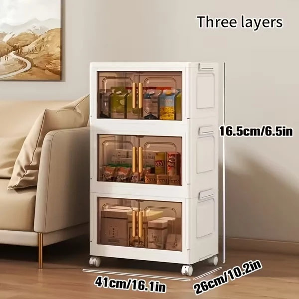 Foldable Storage Cabinet — 3 Niveles, Plegable y Moderno (2 Colores),hogar